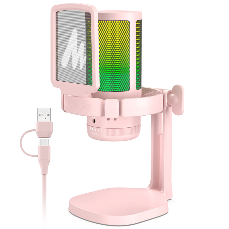 Maono Gamerwave DGM20 USB Tipo-C | Microfone com RGB | Botão de Mute ; ajuste de ruído